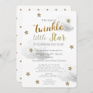 Invitation Twinkle Little Star Grey Cloud Baby shower par cou