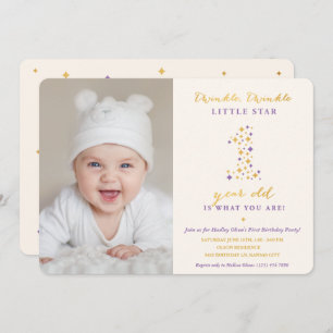 Invitation Twinkle Little Star Lavender & Gold Premier annive