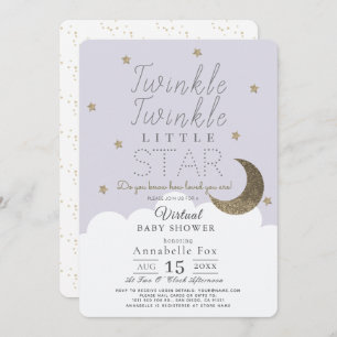 Invitation Twinkle Little Star Lilac Baby shower virtuel