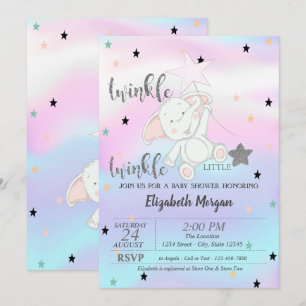 Invitation Twinkle Little Star, ours Baby shower holographiqu