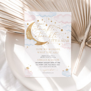 Invitation Twinkle Little Star Rose Bleu Sexe Révéler