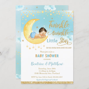 Invitation Twinkle Little Star Sleeping Baby shower garçon