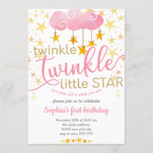 Invitation Twinkle Little Star Un an Baby Girl Birthday