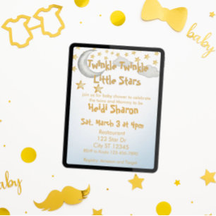 Invitation Twinkle Little Stars, fête prénatale de jumeaux