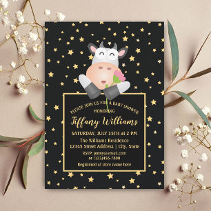 Invitation Twinkle Little Stars Jote Baby shower de vache