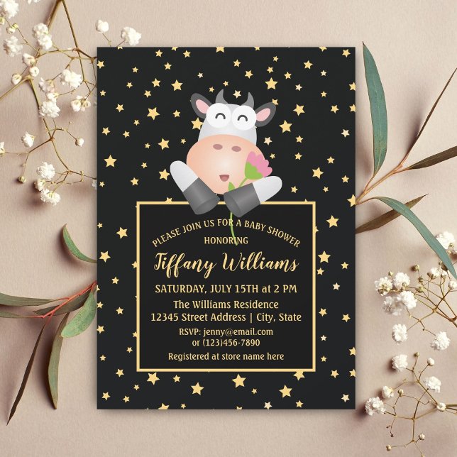 Invitation Twinkle Little Stars Jote Baby shower de vache (Créateur téléchargé)