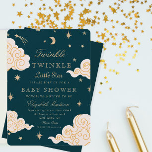 Invitation Twinkle Little Stars mignon Baby shower de lune