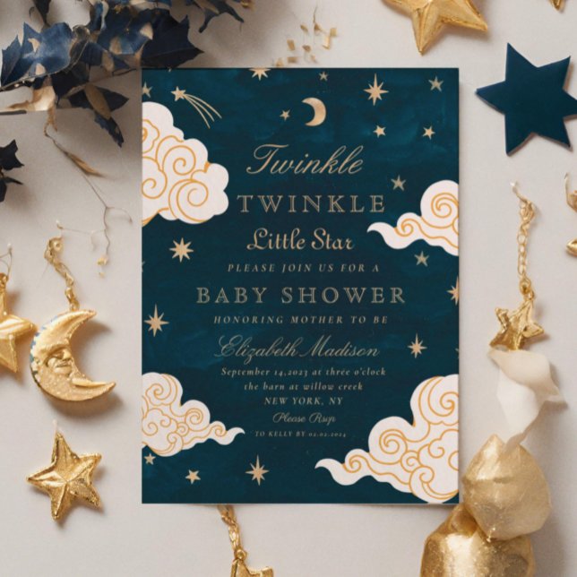 Invitation Twinkle Little Stars mignon Baby shower de lune (Créateur téléchargé)