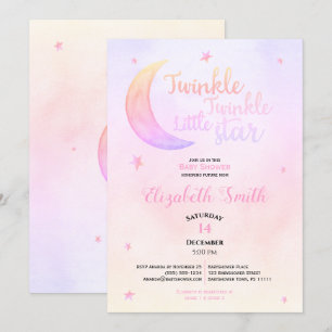 Invitation Twinkle petite étoile bébé fille bébé douche