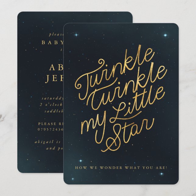 Invitation Twinkle scintille ma petite étoile (Devant / Derrière)