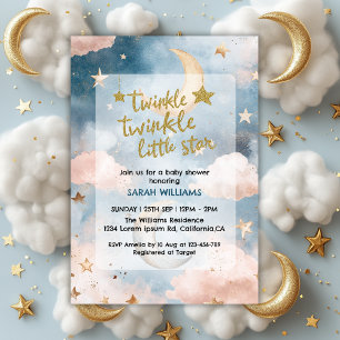 Invitation Twinkle scintille petit baby shower de genre étoil