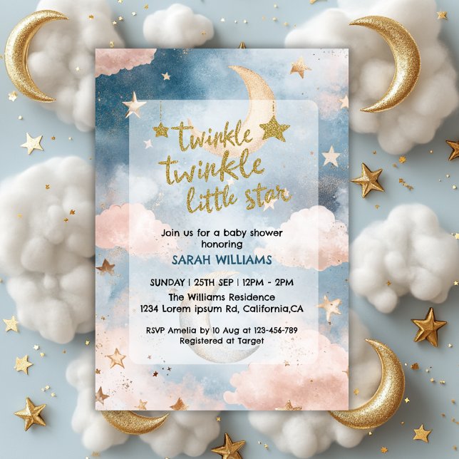 Invitation Twinkle scintille petit baby shower de genre étoil (Créateur téléchargé)