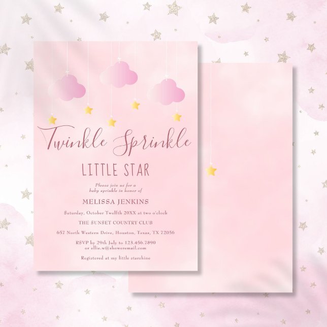 Invitation Twinkle Sprinkle Petite Étoile Baby Shower Fille R (Twinkle Sprinkle Little Star Baby Shower Girl Pink Invitation)
