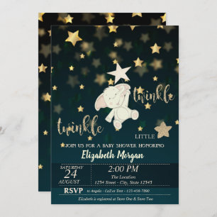 Invitation Twinkle Star Noir, Or, Baby shower ours