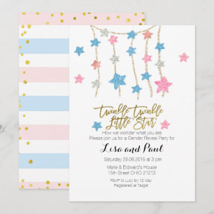 Invitation Twinkle Stars Girl or Boy Genre Reveillez invitati