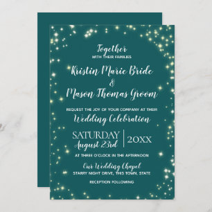 Invitation Twinkle Stars Turquoise Sparkle Mariage