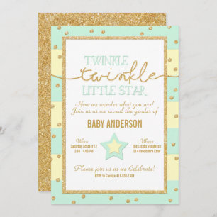 Invitation Twinkle Twinkle Aqua Révélation de genre en or jau