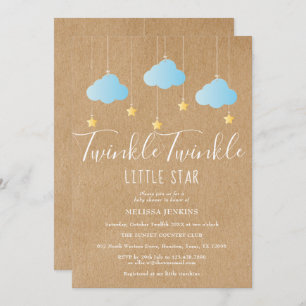 Invitation Twinkle Twinkle Baby Boy Shower / Sprinkle Rustic