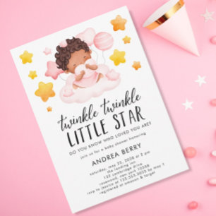 Invitation Twinkle Twinkle Baby shower fille