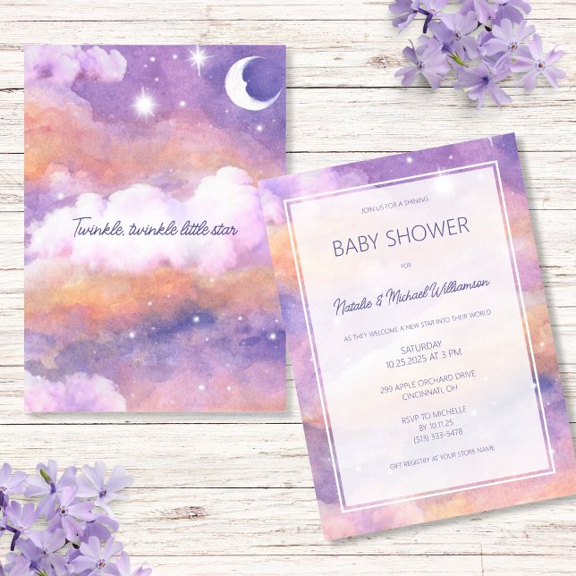 Invitation Twinkle, Twinkle, Baby shower Little Star (Créateur téléchargé)