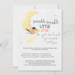 Invitation Twinkle Twinkle Floral Moon Baby shower par courri