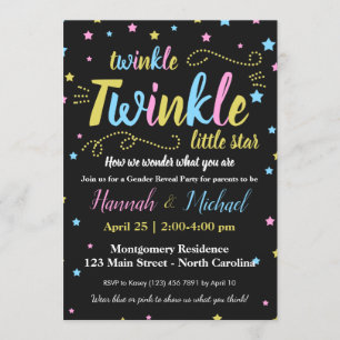 Invitation Twinkle Twinkle Gender Little Star RSVP