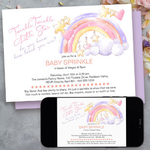 Invitation Twinkle Twinkle Joli Arc-en-ciel Bébé Sprinkle