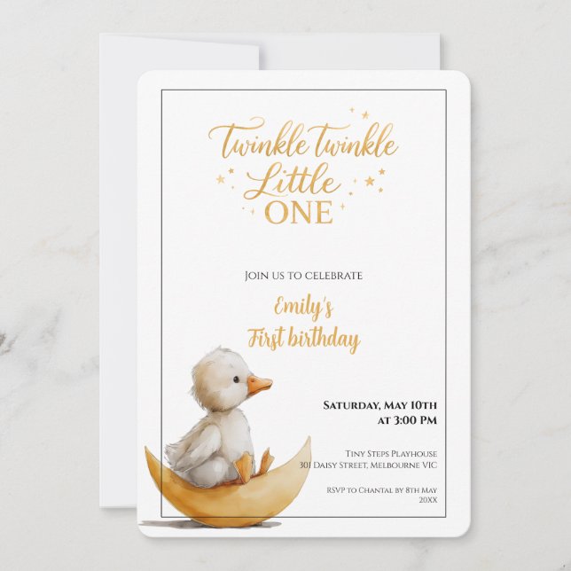 Invitation Twinkle Twinkle Little One First Birthday  (Devant)
