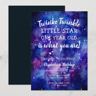Invitation Twinkle Twinkle Little Star 1er anniversaire Galax