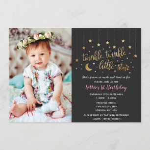 Invitation Twinkle Twinkle Little Star 1er anniversaire Invit