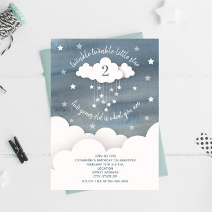 Invitation Twinkle Twinkle Little Star Aquarelle Anniversaire