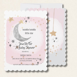 Invitation Twinkle Twinkle Little Star Aquarelle Rose
