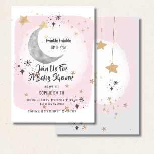 Invitation Twinkle Twinkle Little Star Aquarelle rose Splash