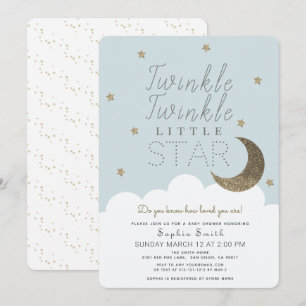 Invitation Twinkle Twinkle Little Star Baby Baby shower bleu