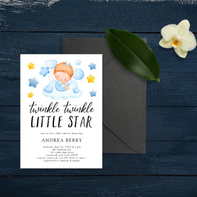 Invitation Twinkle Twinkle Little Star Baby Boy Douche (Créateur téléchargé)