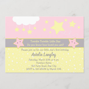 Invitation Twinkle Twinkle Little Star Baby Girl Douche