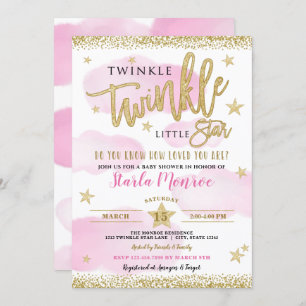 Invitation Twinkle Twinkle Little Star Baby Girl Douche