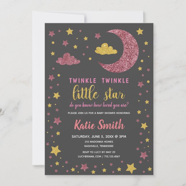 Invitation Twinkle Twinkle Little Star Baby shower (Devant)