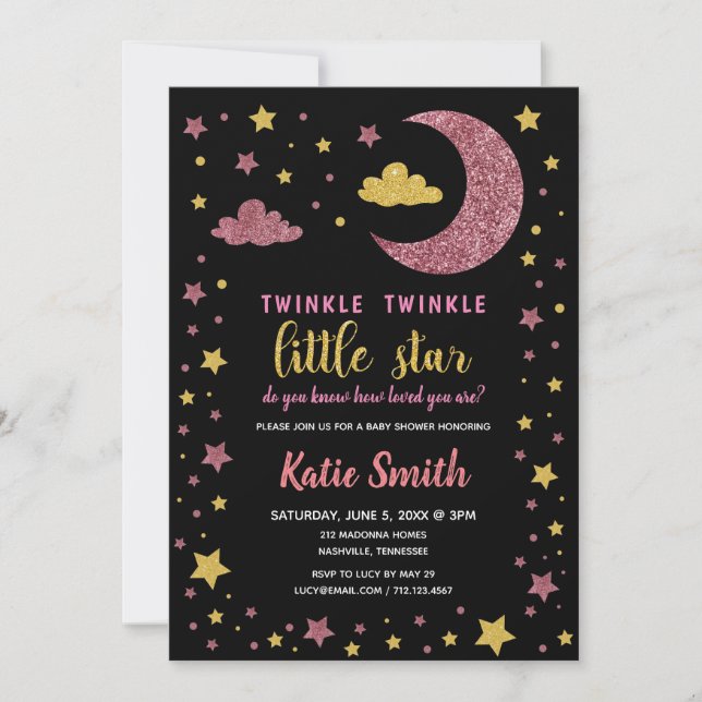 Invitation Twinkle Twinkle Little Star Baby shower (Devant)