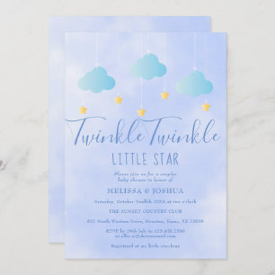 Invitation Twinkle Twinkle Little Star Baby shower bleu garço