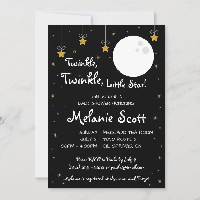 Invitation Twinkle, Twinkle, Little Star !  Baby shower Invit (Devant)