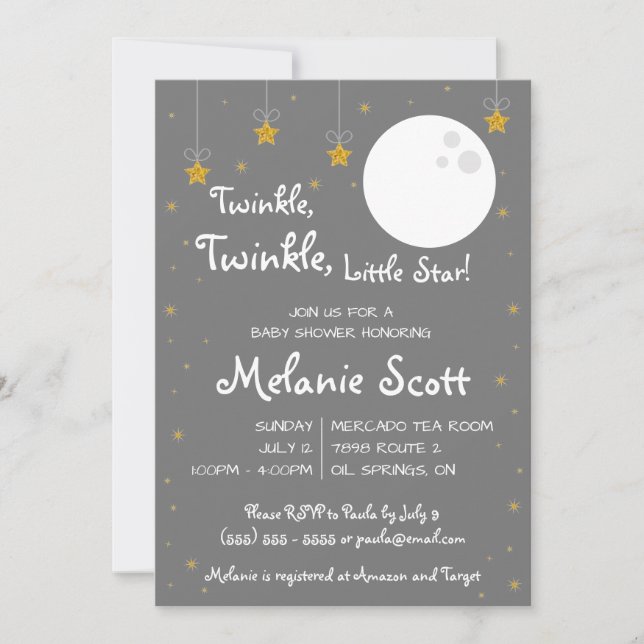 Invitation Twinkle, Twinkle, Little Star ! Baby shower Invita (Devant)