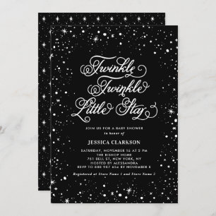Invitation Twinkle Twinkle Little Star Baby shower noir