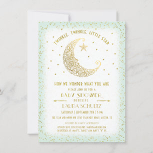Invitation Twinkle Twinkle Little Star Baby Shower Or/Vert