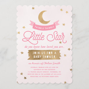 Invitation Twinkle Twinkle Little Star Baby shower Rose