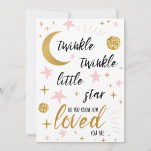 Invitation Twinkle Twinkle Little Star Baby shower rose or