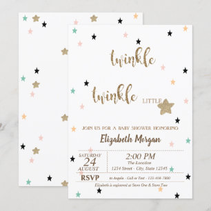 Invitation Twinkle Twinkle Little Star  Baby Shower se tradui