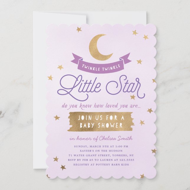 Invitation Twinkle Twinkle Little Star| Baby shower| Violet (Devant)