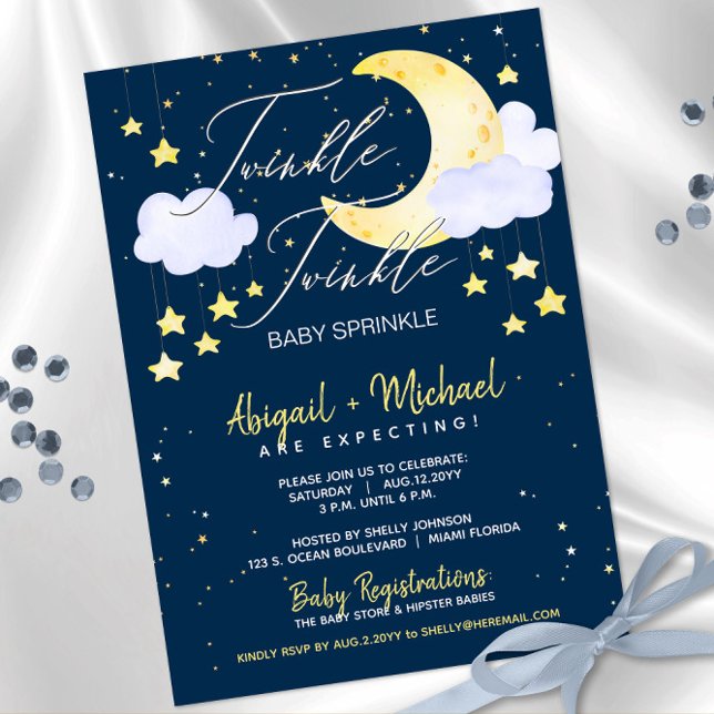 Invitation Twinkle Twinkle Little Star Blue Baby Boy Douche (Créateur téléchargé)
