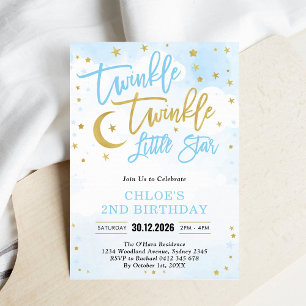 Invitation Twinkle Twinkle Little Star Blue Boy Anniversaire